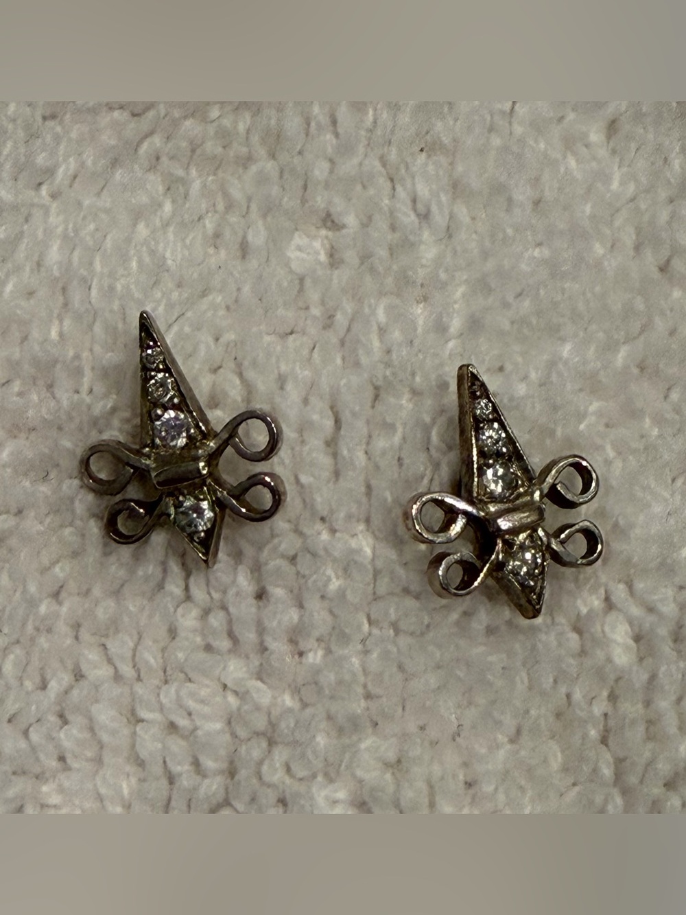 Mignon Faget Silver Fleur de Lis Earrings with Diamonds